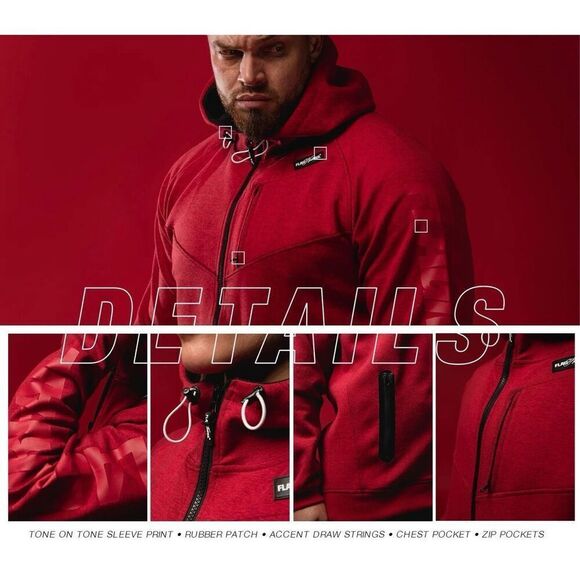 Flag Nor Fail Unisex Full Zip Performance Fleece Hoodie in Red Size Small - Picture 6 of 7